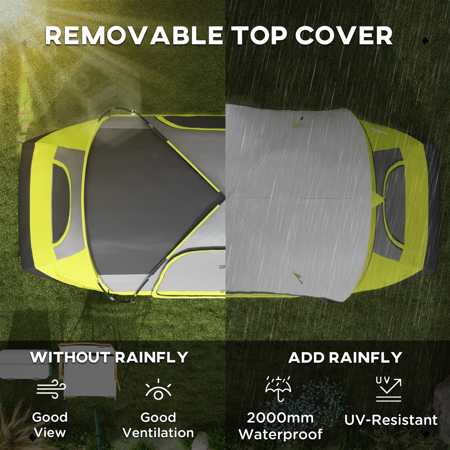 Camping Tent for 6-8 Man with 2000mm Waterproof Rainfly