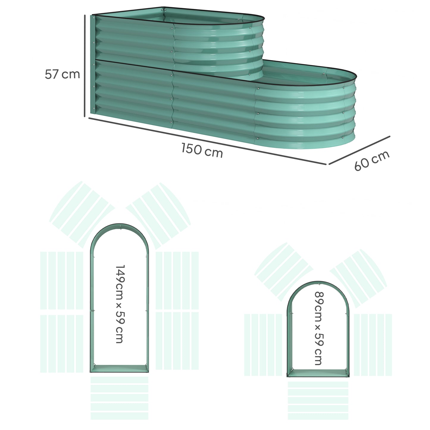 Two-Tier Galvanised Steel Garden Planter