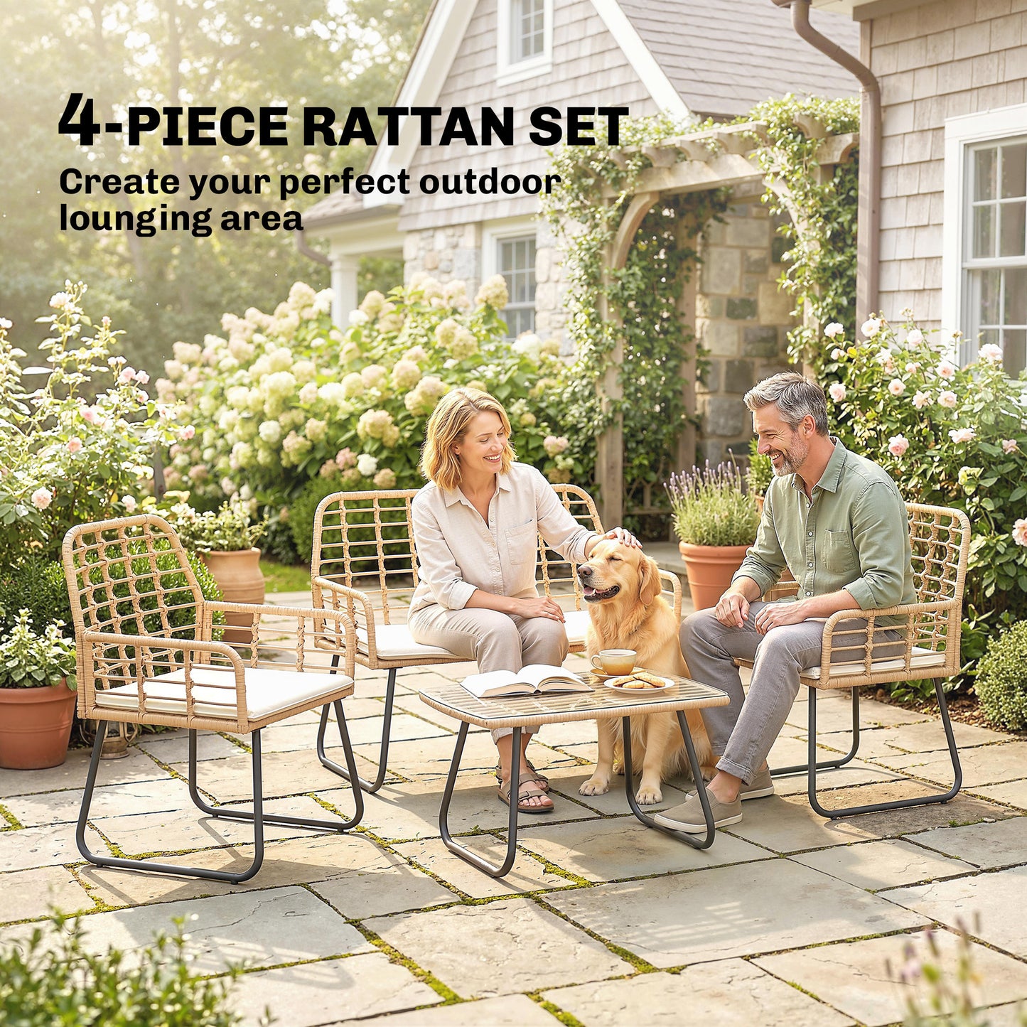 4 Piece Rattan Garden Furniture Set (2)