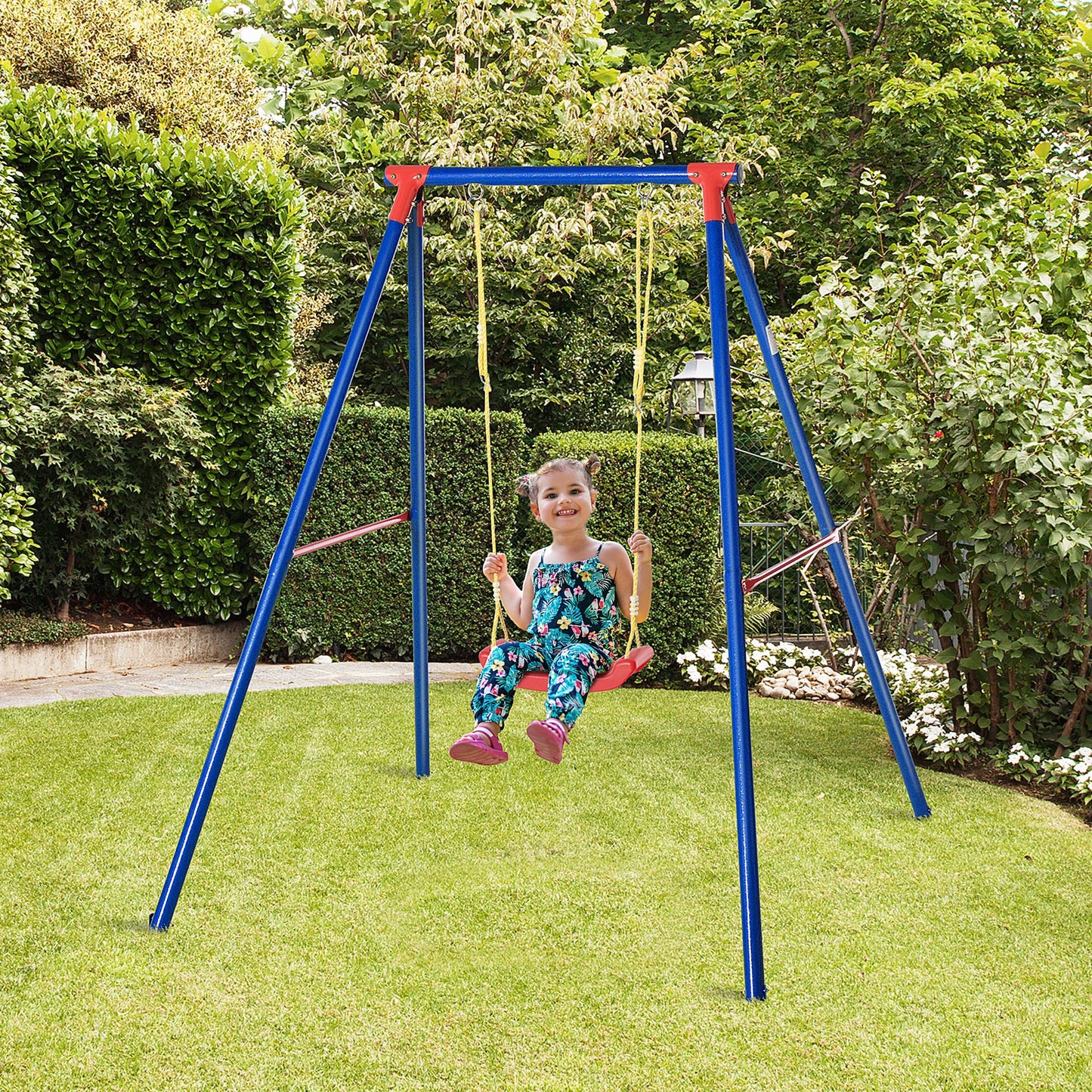 Kids Swing Set Toddler Swing Adjustable Rope Heavy Duty A-Frame