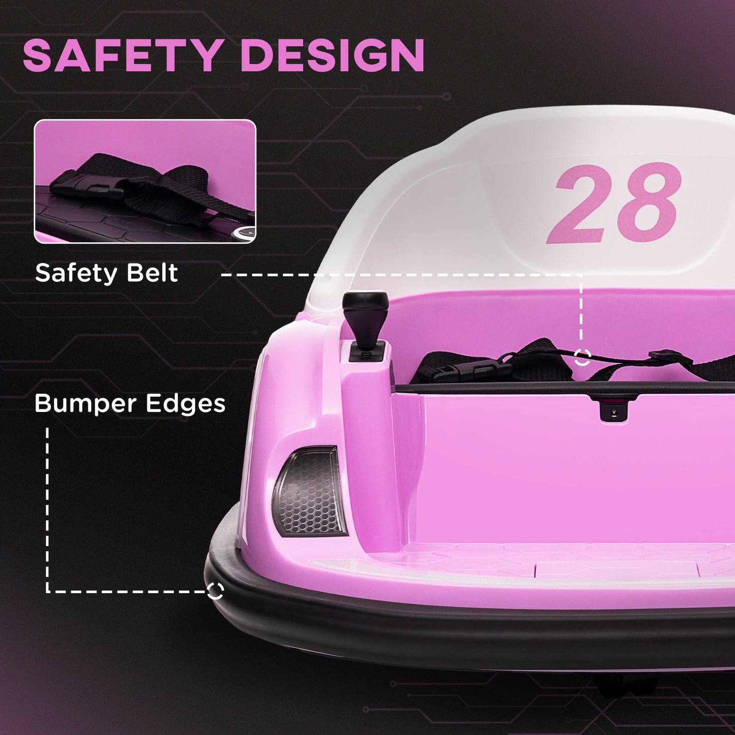 360° Rotation Kids Bumper Car, 12V Waltz Car with Remote Control