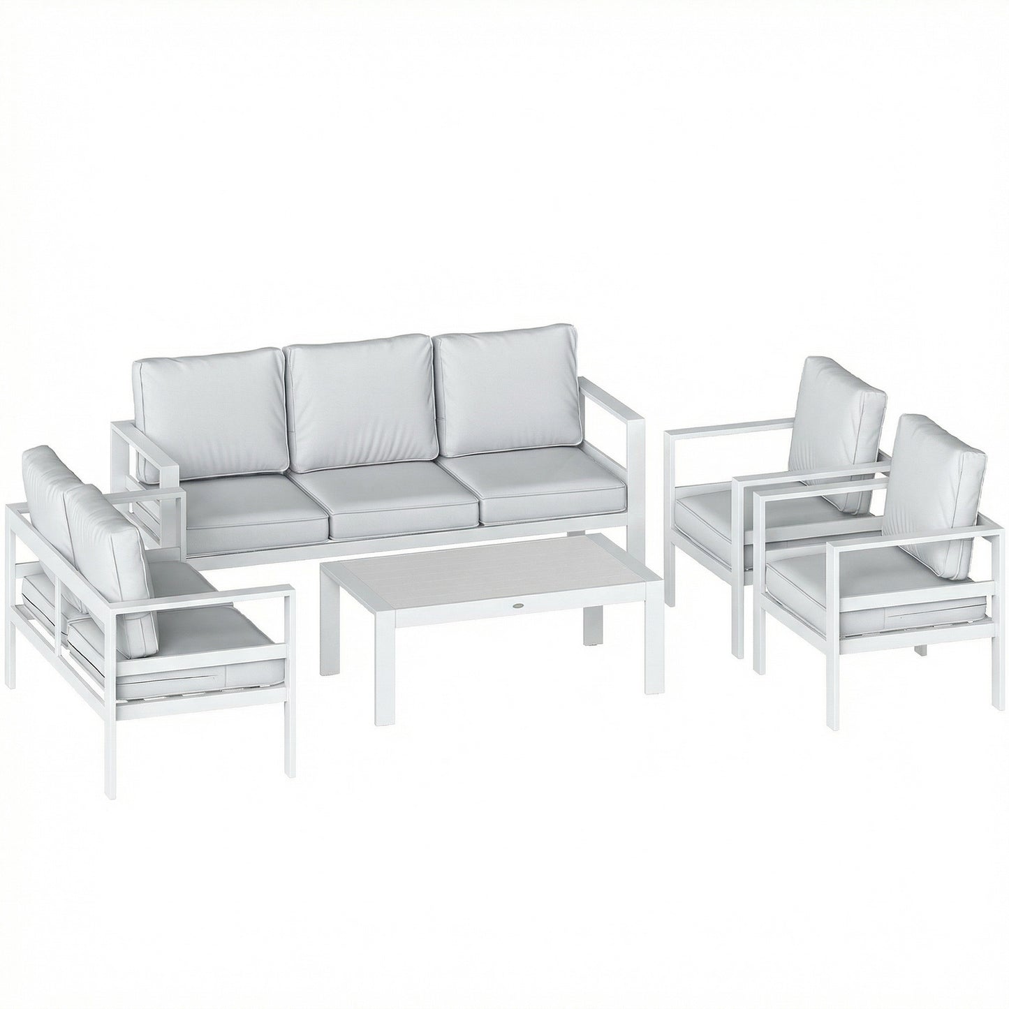 5 Pieces Aluminium Garden Furniture Set with Olefin Cushions