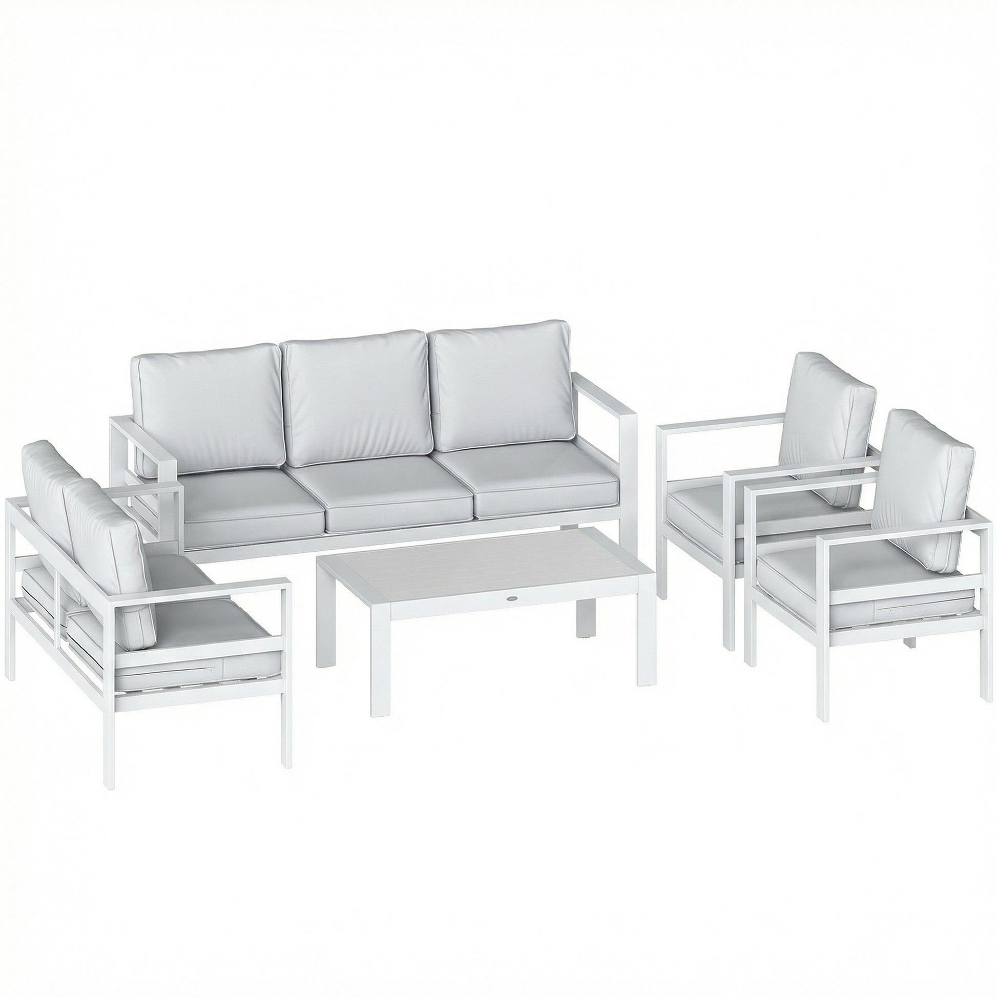 5 Pieces Aluminium Garden Furniture Set with Olefin Cushions