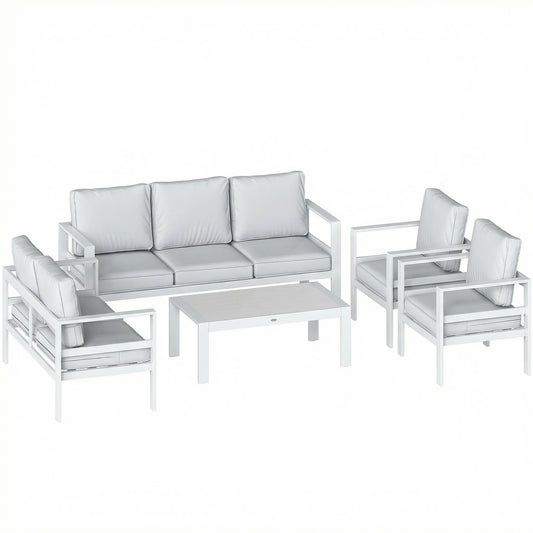 5 Pieces Aluminium Garden Furniture Set with Olefin Cushions