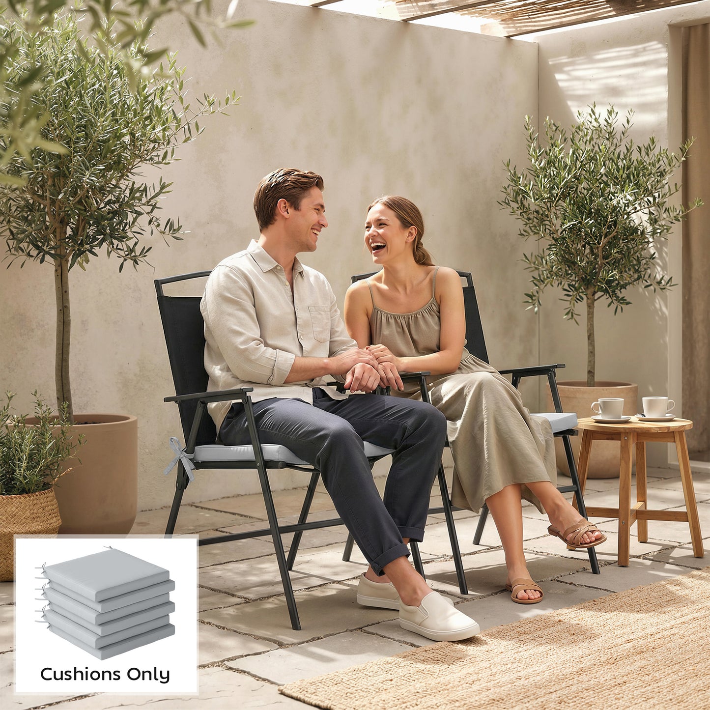 Set of 6 Outdoor Seat Cushions with Machine Washable Cover