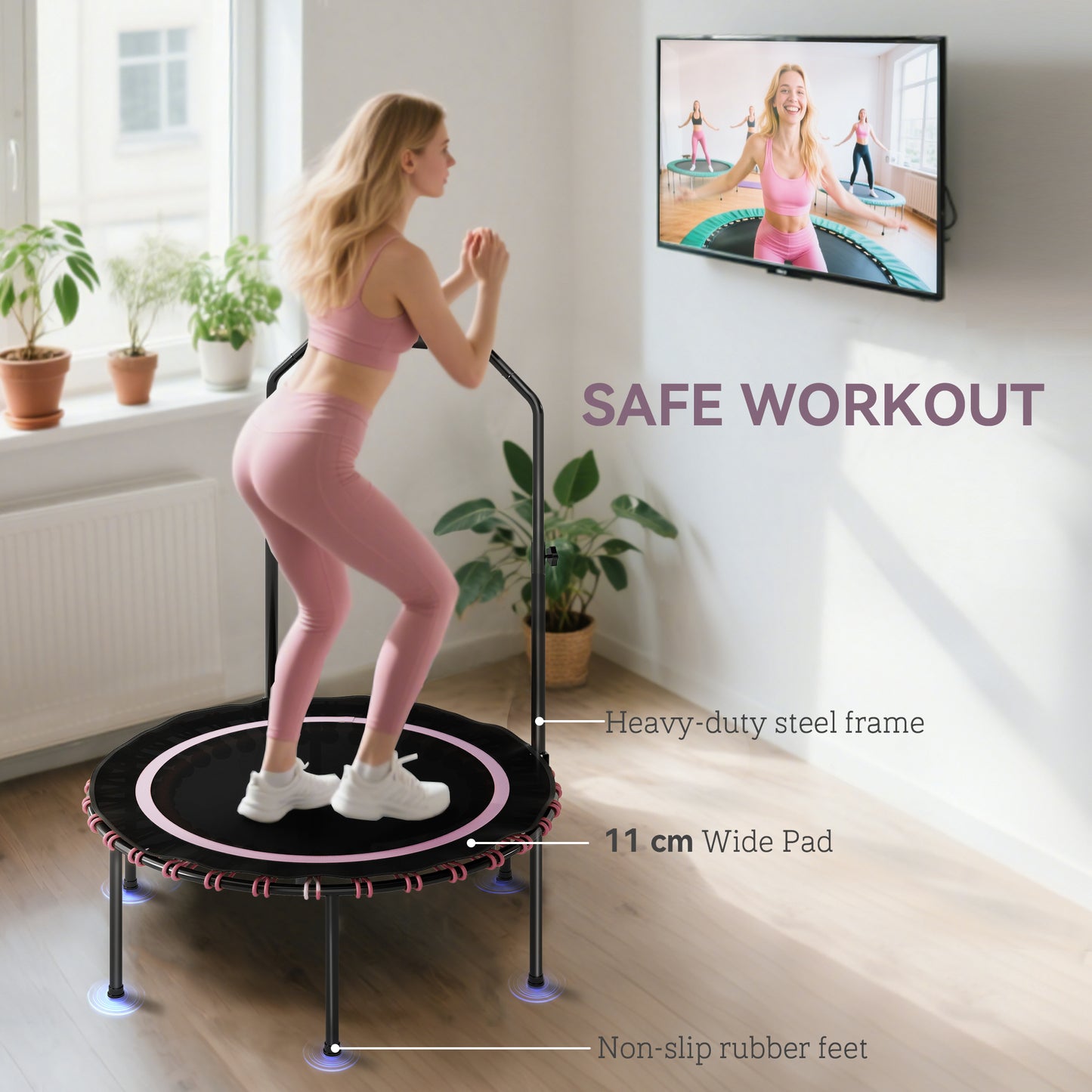 40" Foldable Fitness Trampoline Rebounder with Handle