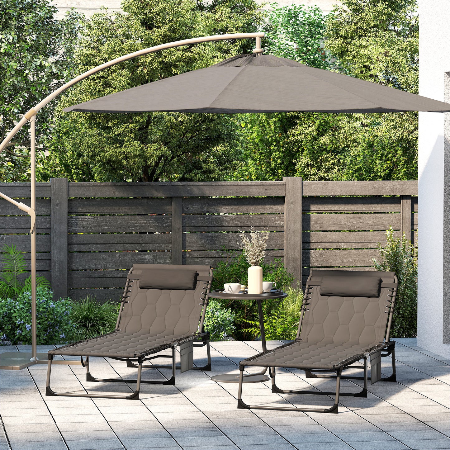 Set of Two Sun Loungers, with Five-Position Reclining Backs
