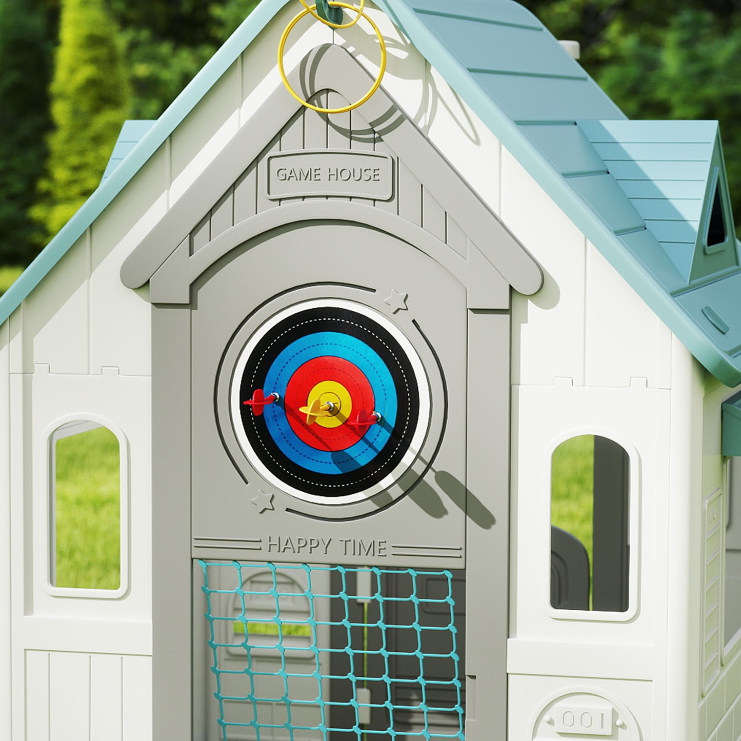 5-in-1 Playhouse for Kids Outdoor Indoor with Basketball Hoop