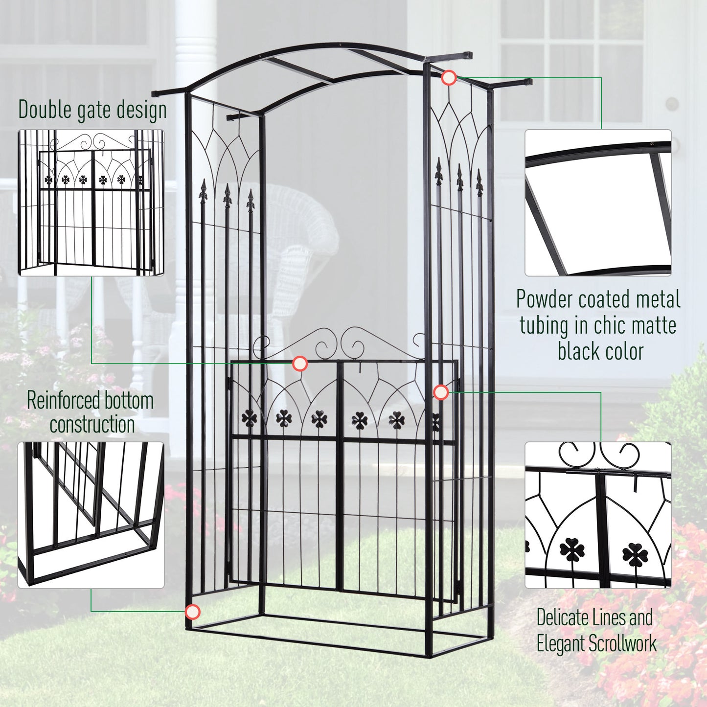 Garden Outdoor Entrance Arch with Door Outdoor Patio Decoration