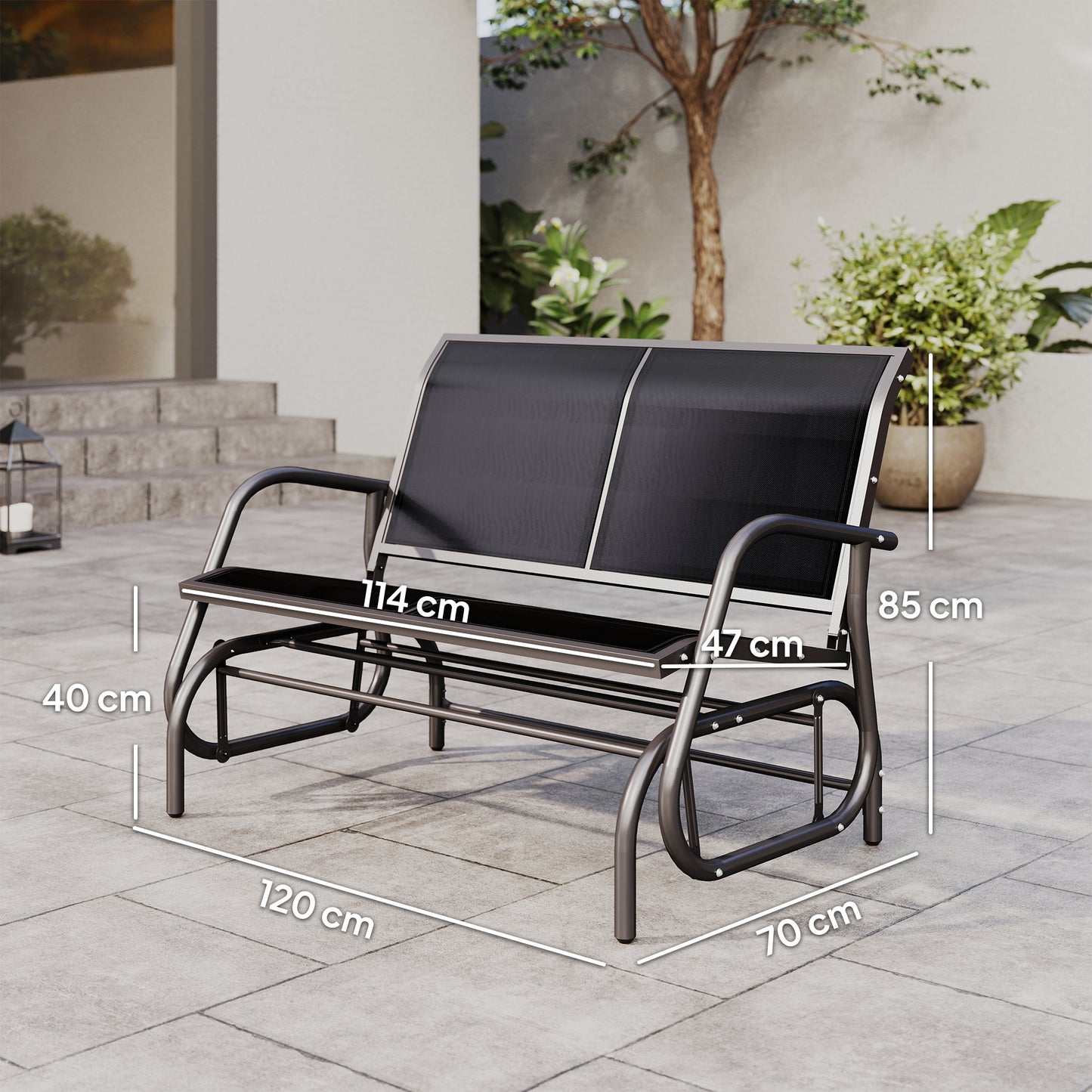 2-Person Outdoor Glider Bench Patio Double Swing Gliding Chair