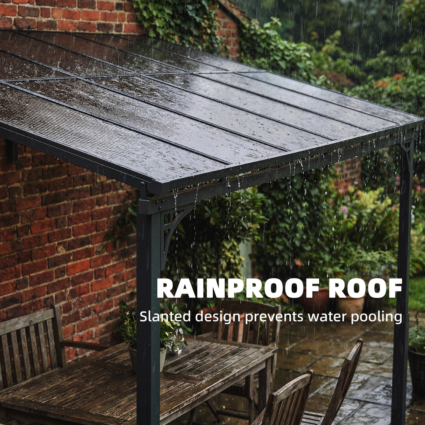 3.4 x 3 m Metal Lean-to Pergola