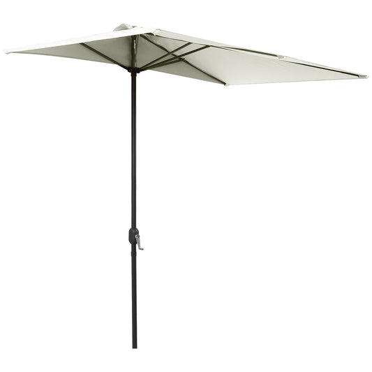 Balcony Half Parasol Semi Round Umbrella Patio Crank Handle (2.3 m