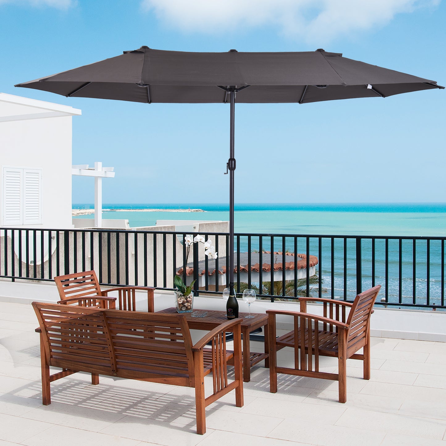 4.6m Garden Parasol Double-Sided Sun Umbrella Patio Market Shelter