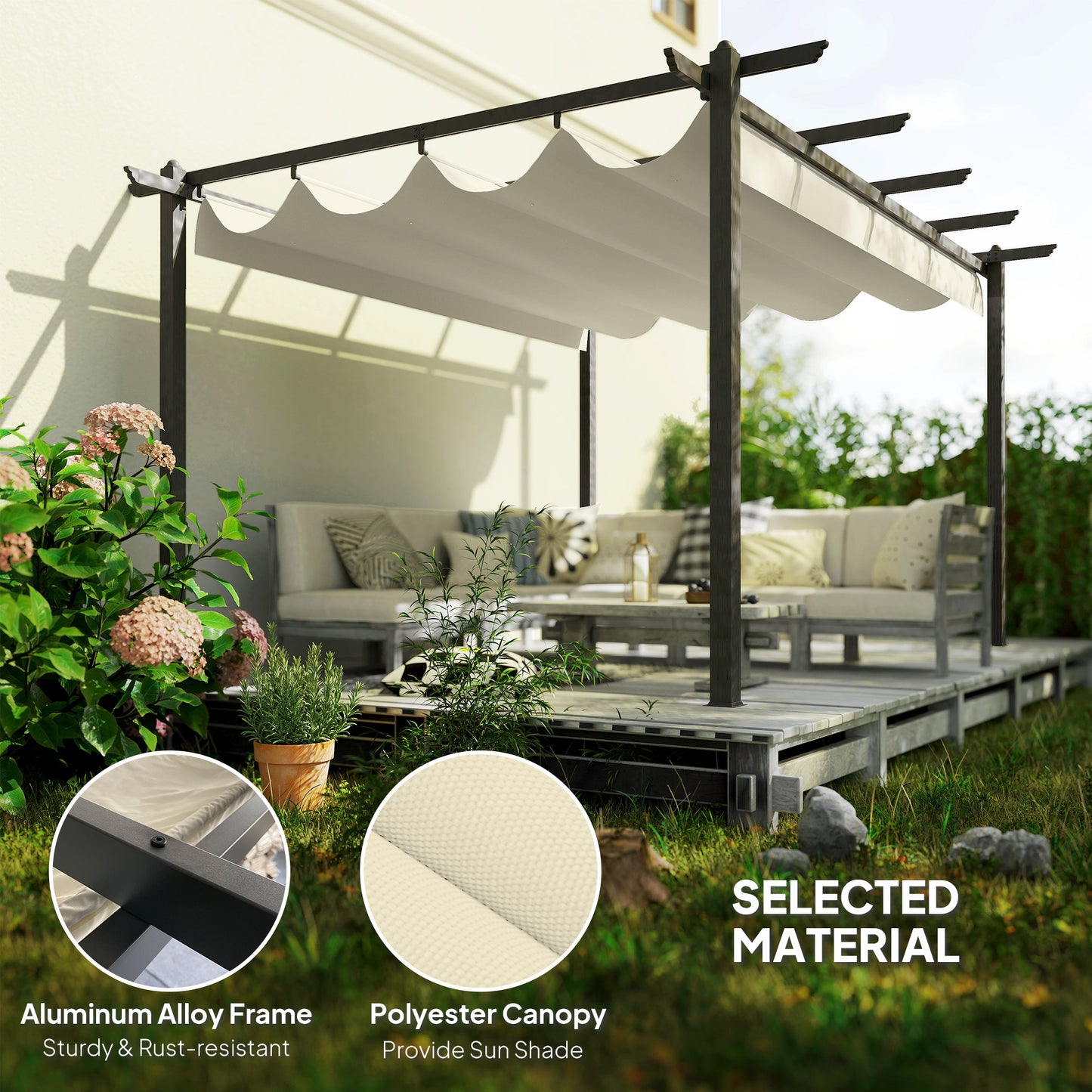4 x 3(m) Aluminium Pergola with Retractable Roof