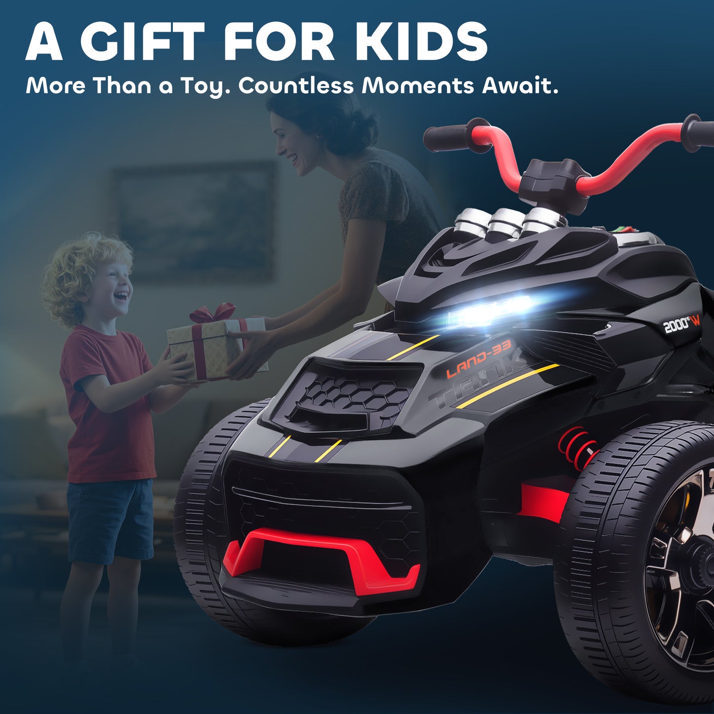 12V Kids Electric Ride On Car with 3 Wheeler, MP3 Player, Horn
