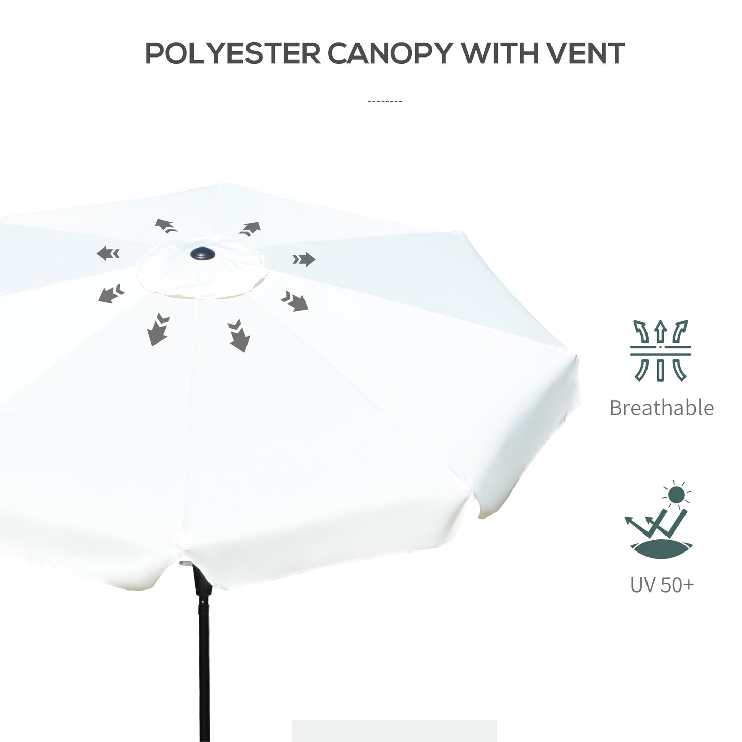2.7m Patio Parasol Garden Umbrellas with Aluminium Pole