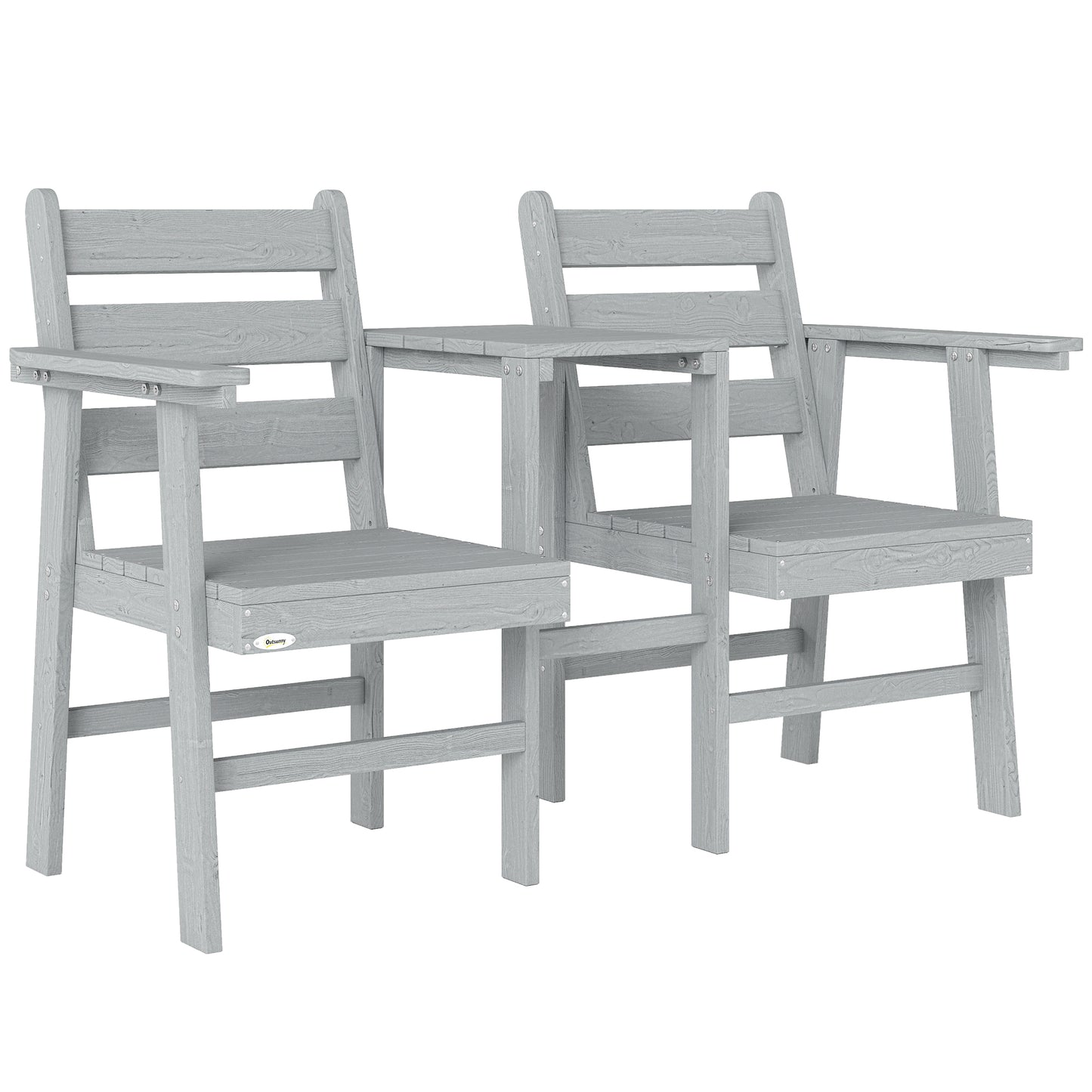 Outdoor Garden Loveseat, Embossed Wooden Jack and Jill Garden Seat