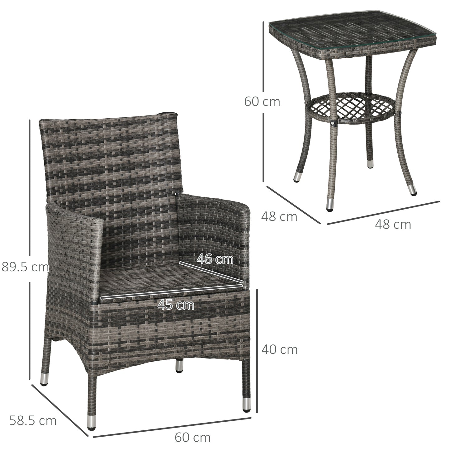 3 Pieces Rattan Bistro Set (3)