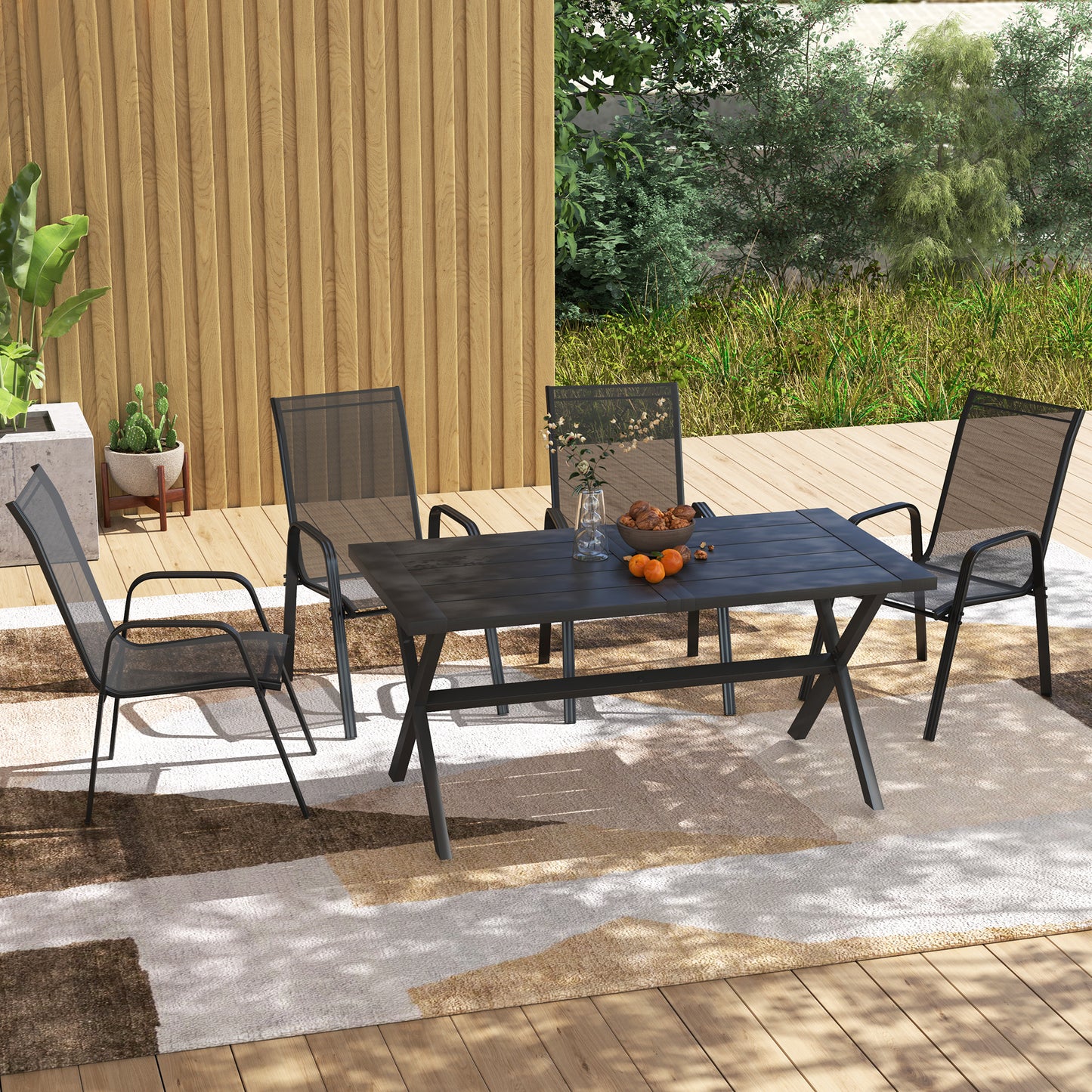 Set of Four Stackable Mesh Seat Chairs (3)