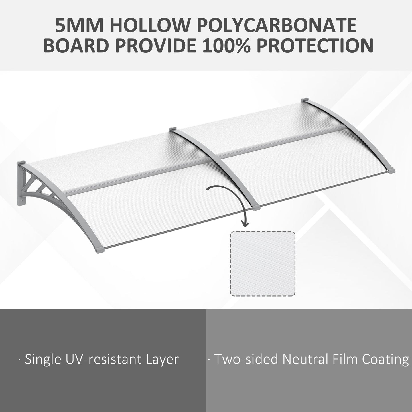 Front Door Canopy Outdoor Awning Aluminium Rigid Plastic (1)