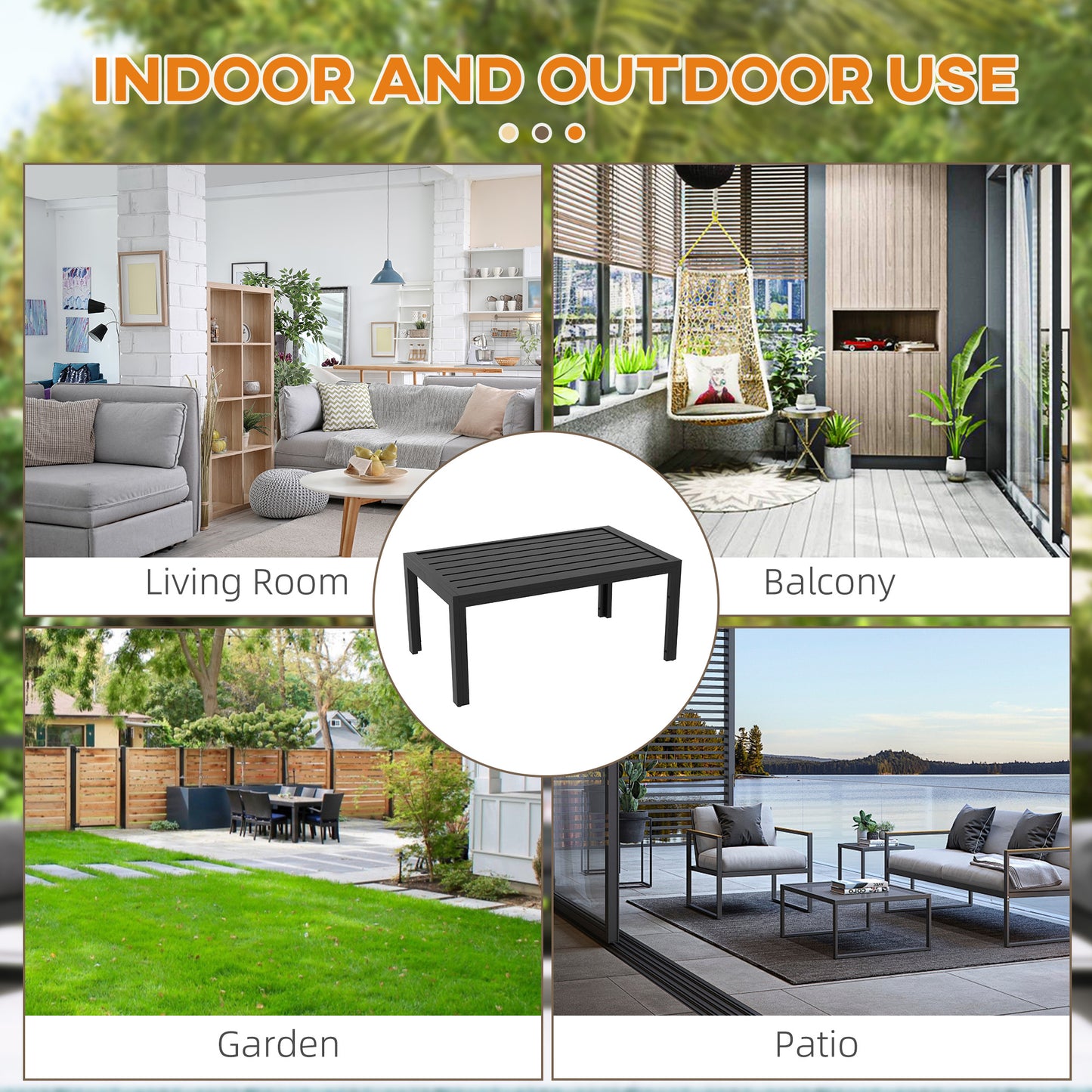 Outdoor Side Table, Rectangular Patio Coffee Side Table