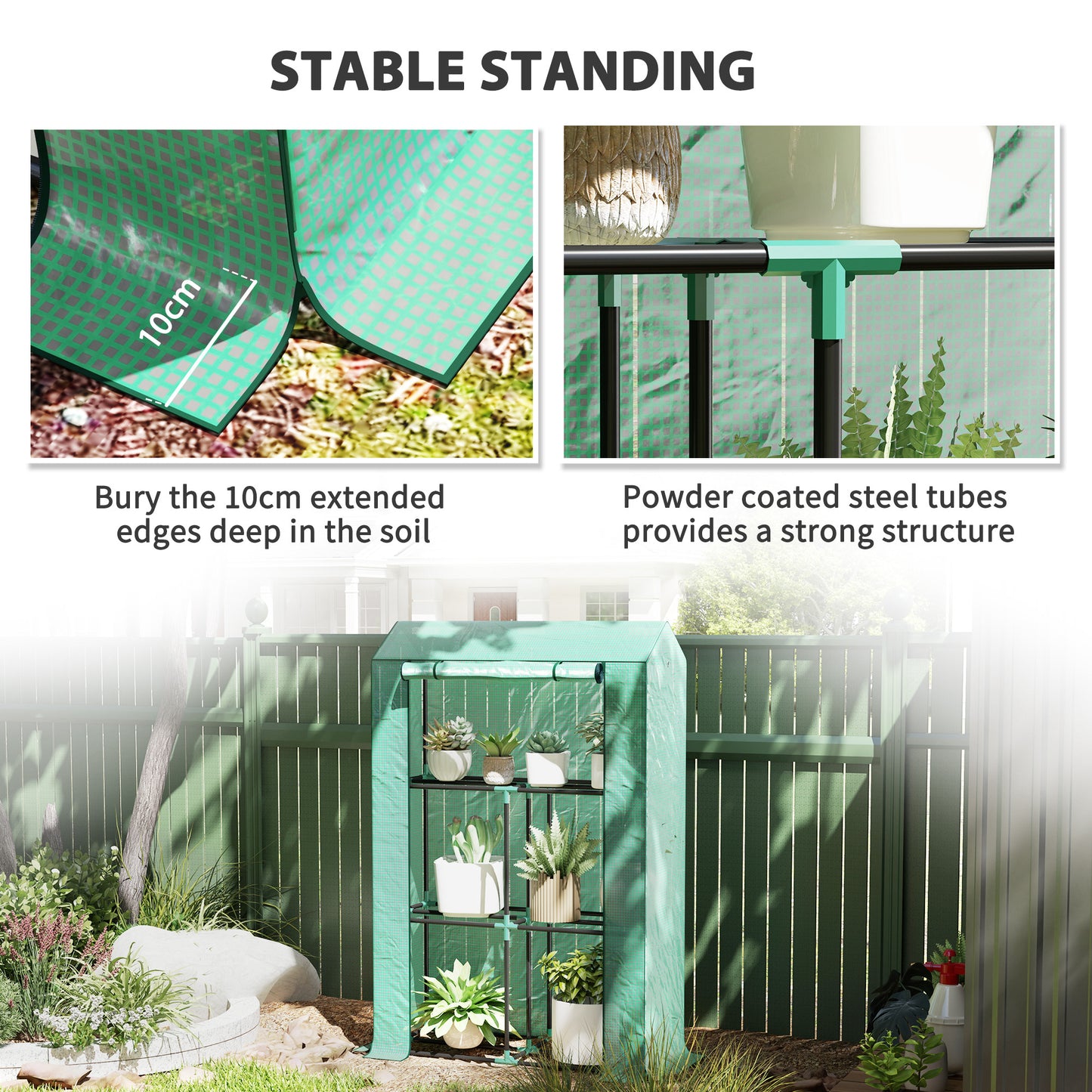 40 x 100cm Three Shelf Steel Frame Greenhouse