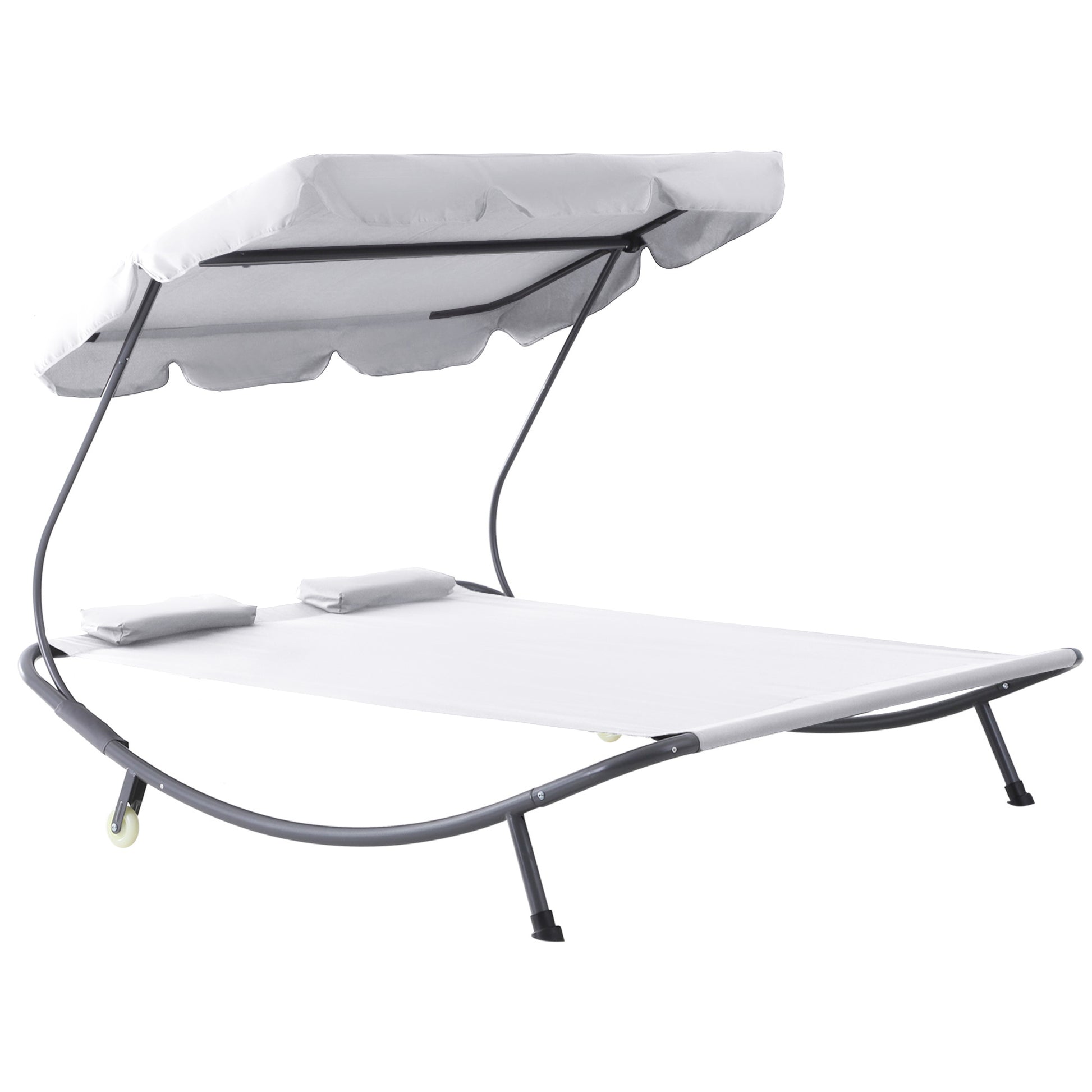 Double Sun Lounger with Adjustable Detachable Canopy