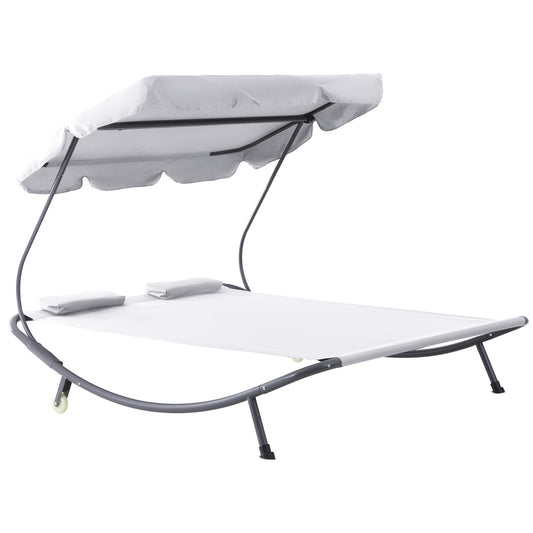 Double Sun Lounger with Adjustable Detachable Canopy
