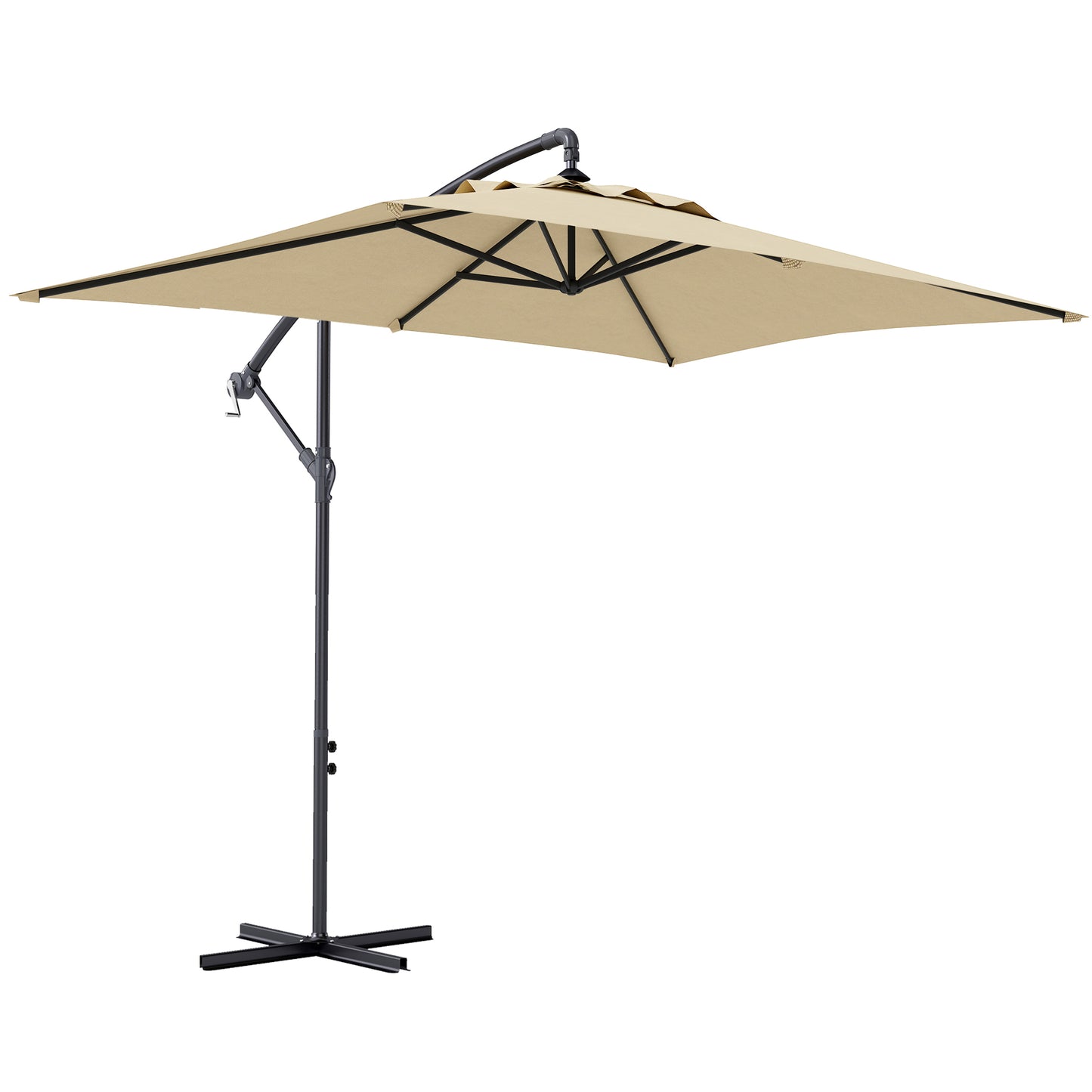 3m Square Canopy Cantilever Parasol, with Cross Base