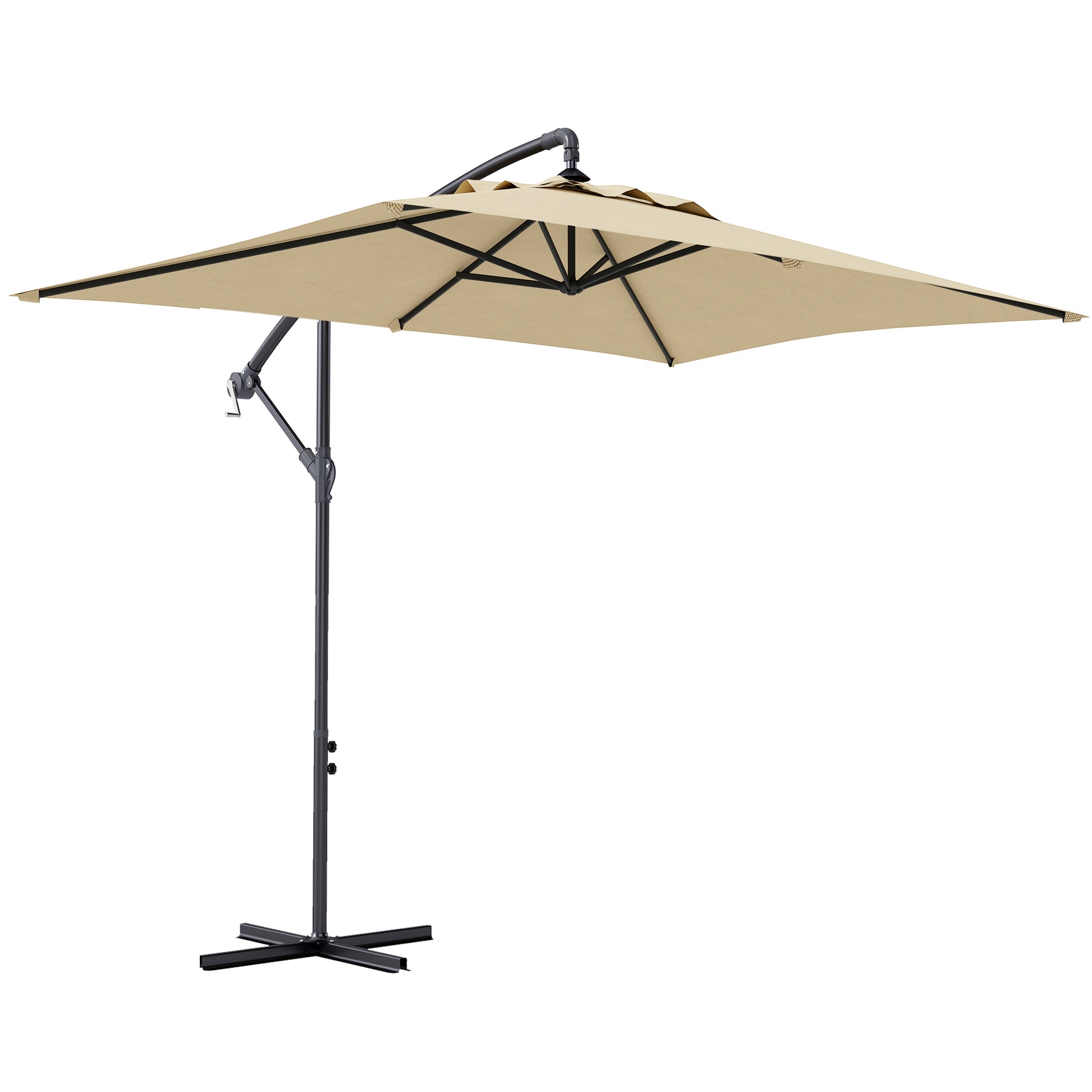 3m Square Canopy Cantilever Parasol, with Cross Base