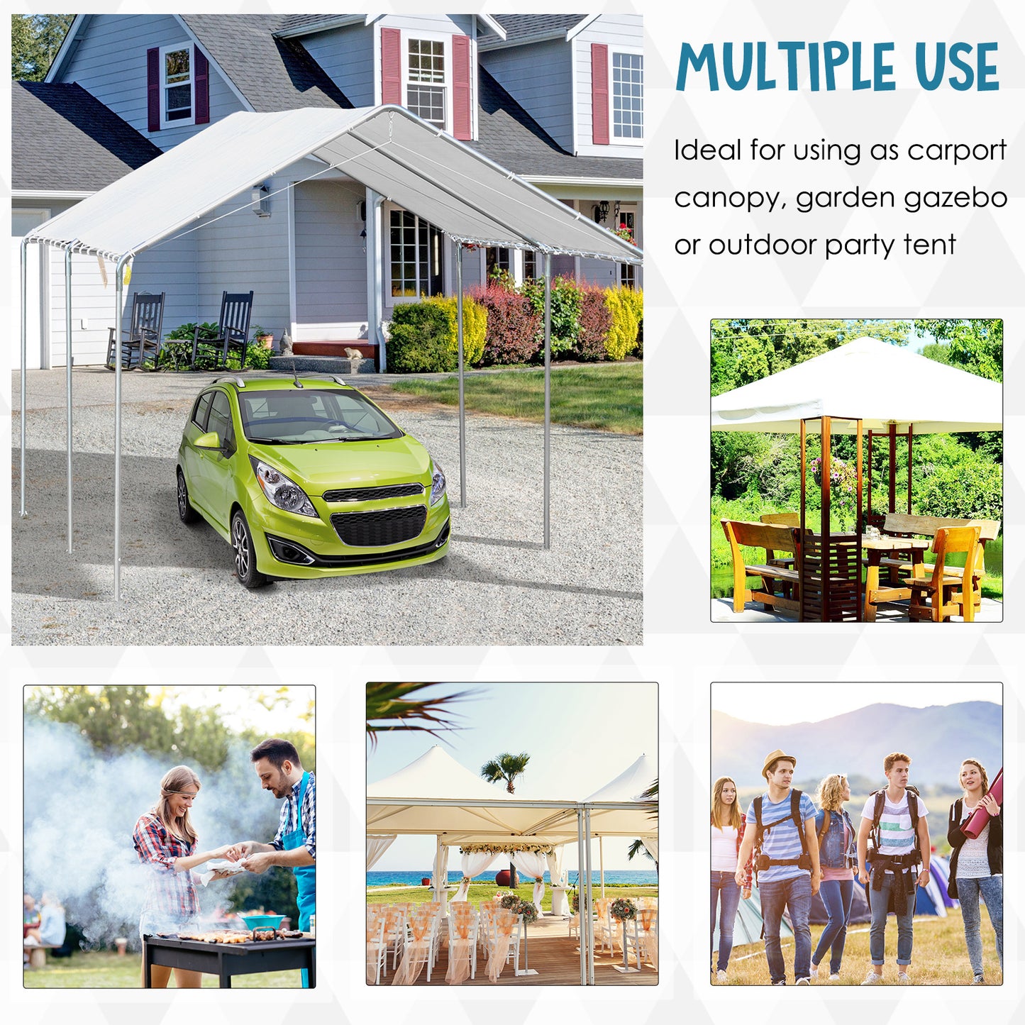 3 x 6m Heavy Duty Carport Garage Car Shelter Galvanized Steel