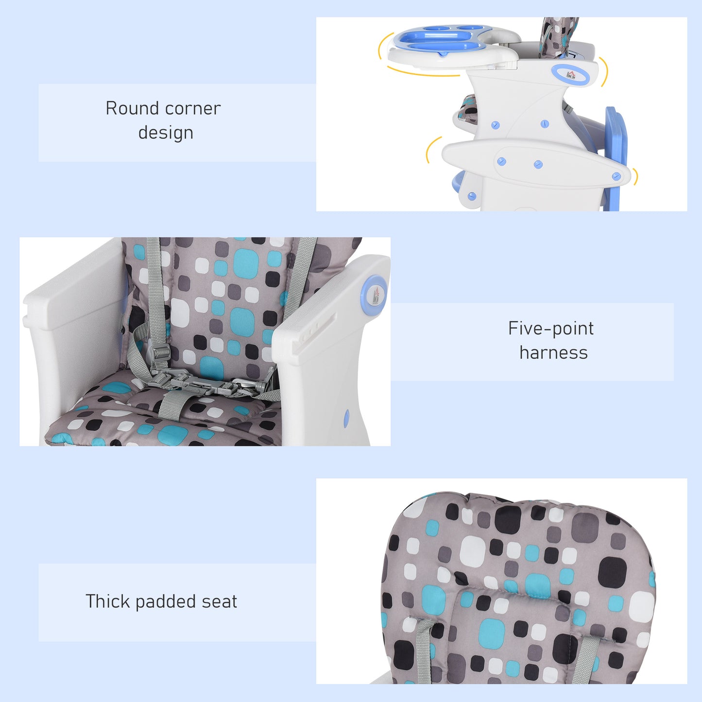 2 in 1 Convertible Baby High Chair Toddler Table Chair Infant
