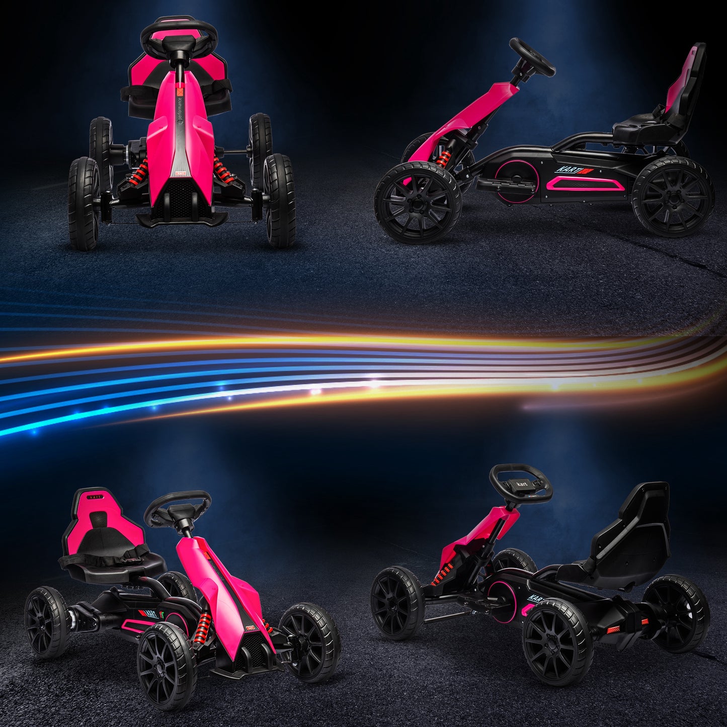 12V Electric Go-Kart for Kids, Ride-On Racing Go-Kart