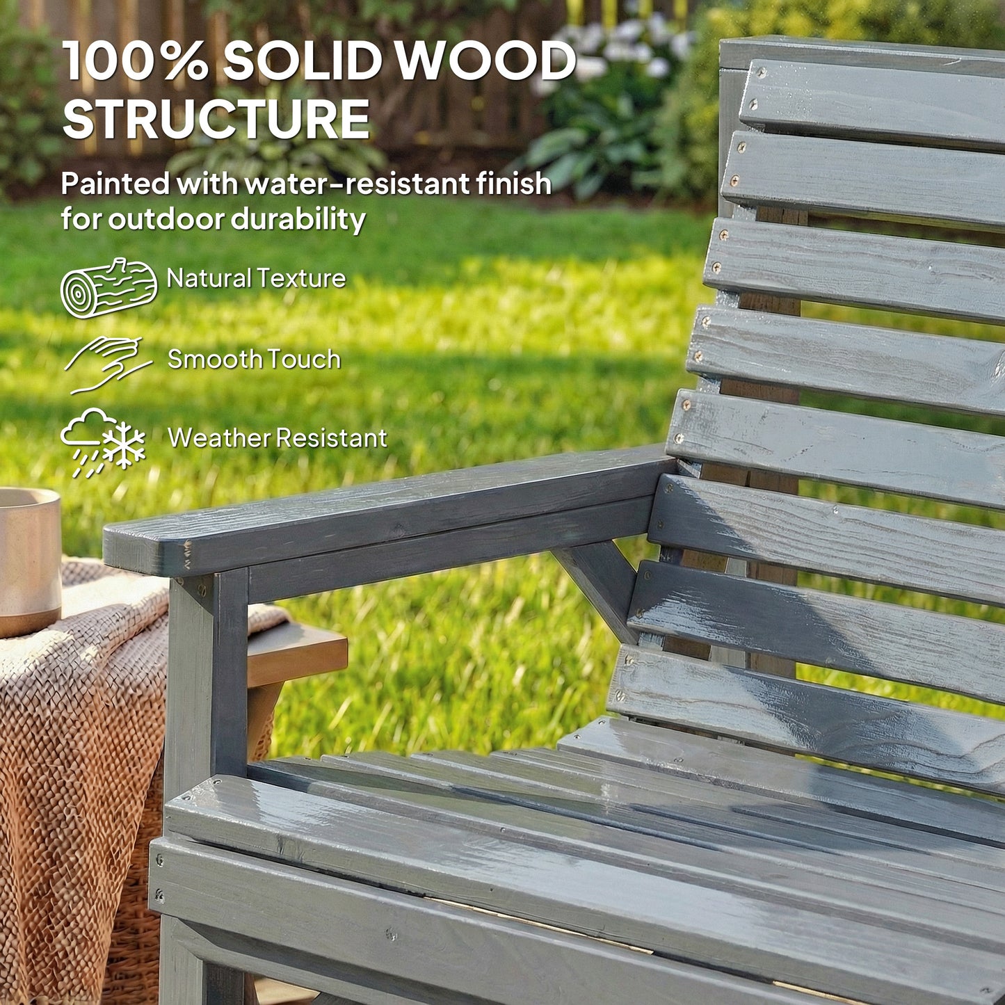 Wooden Garden Furniture Set with Parasol Hole, 1 Chair