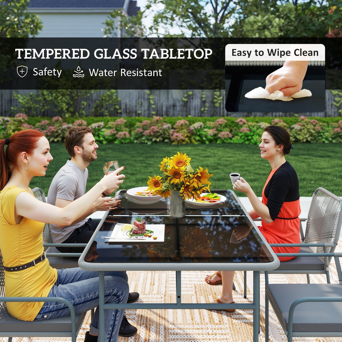 Five-Piece PE Rattan Garden Dining Set