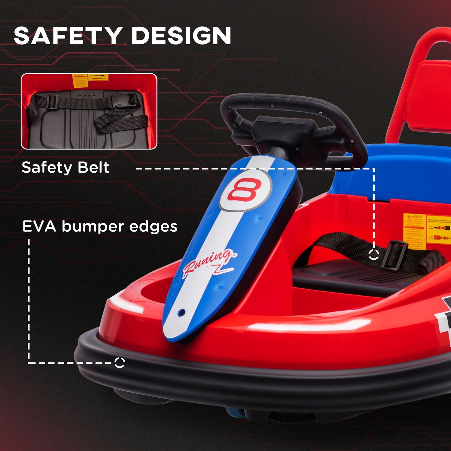 6V Electric Kids Bumper Car, 6V Spin Waltz Car, with Music, Horn