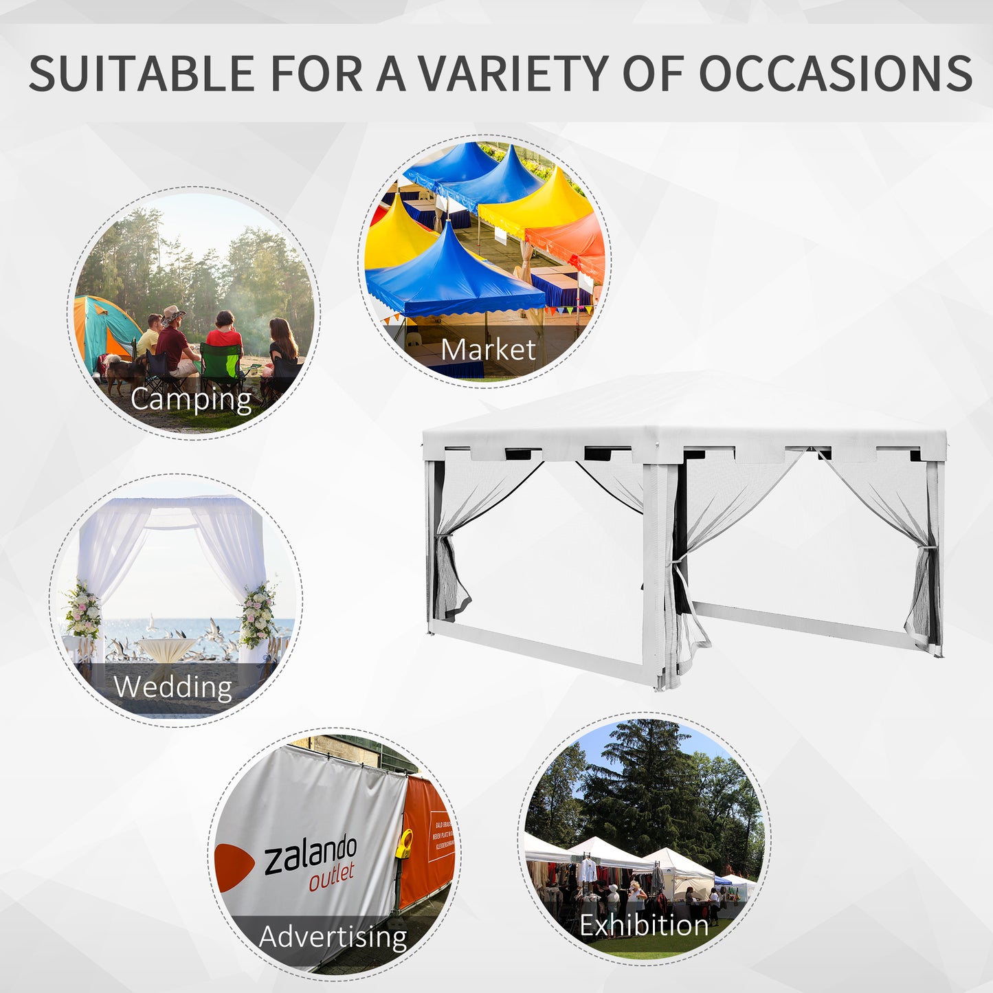 4 x 3 m Party Tent Wedding Gazebo Outdoor Waterproof PE Canopy Shade