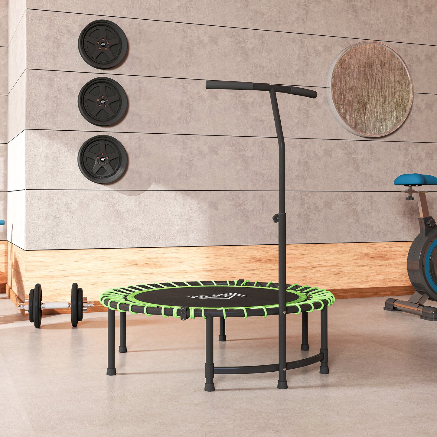 Mini Round Steel Frame Trampoline w/ Adjustable Handle
