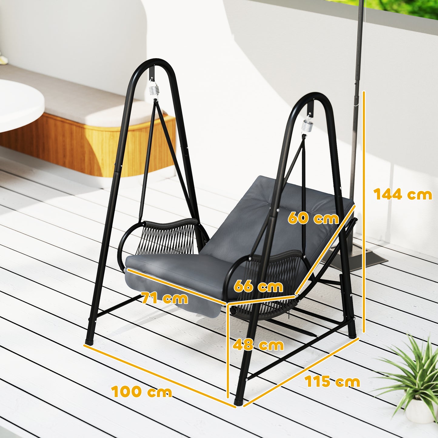 Rattan Swing Chair, Outdoor Garden Hanging Swing Seat with Stand