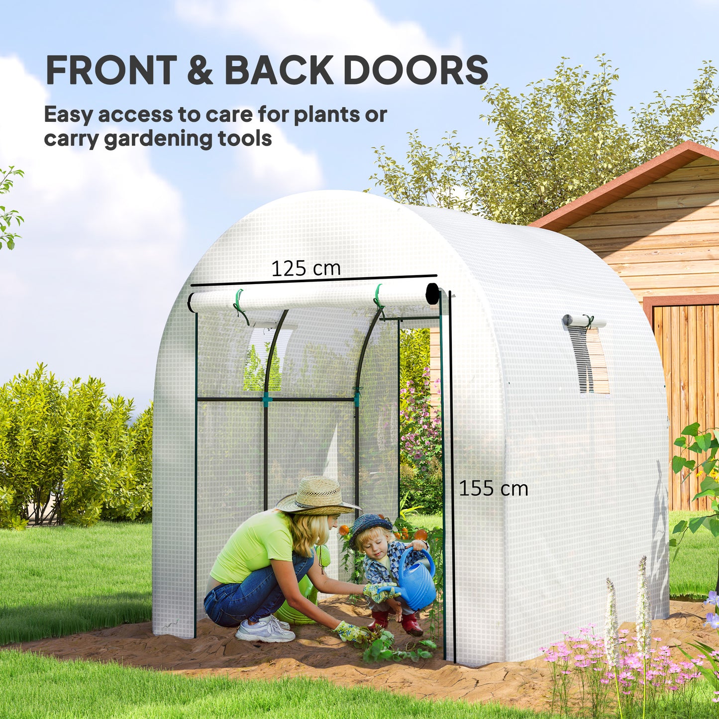 180 x 180cm Walk-In Polytunnel Greenhouse