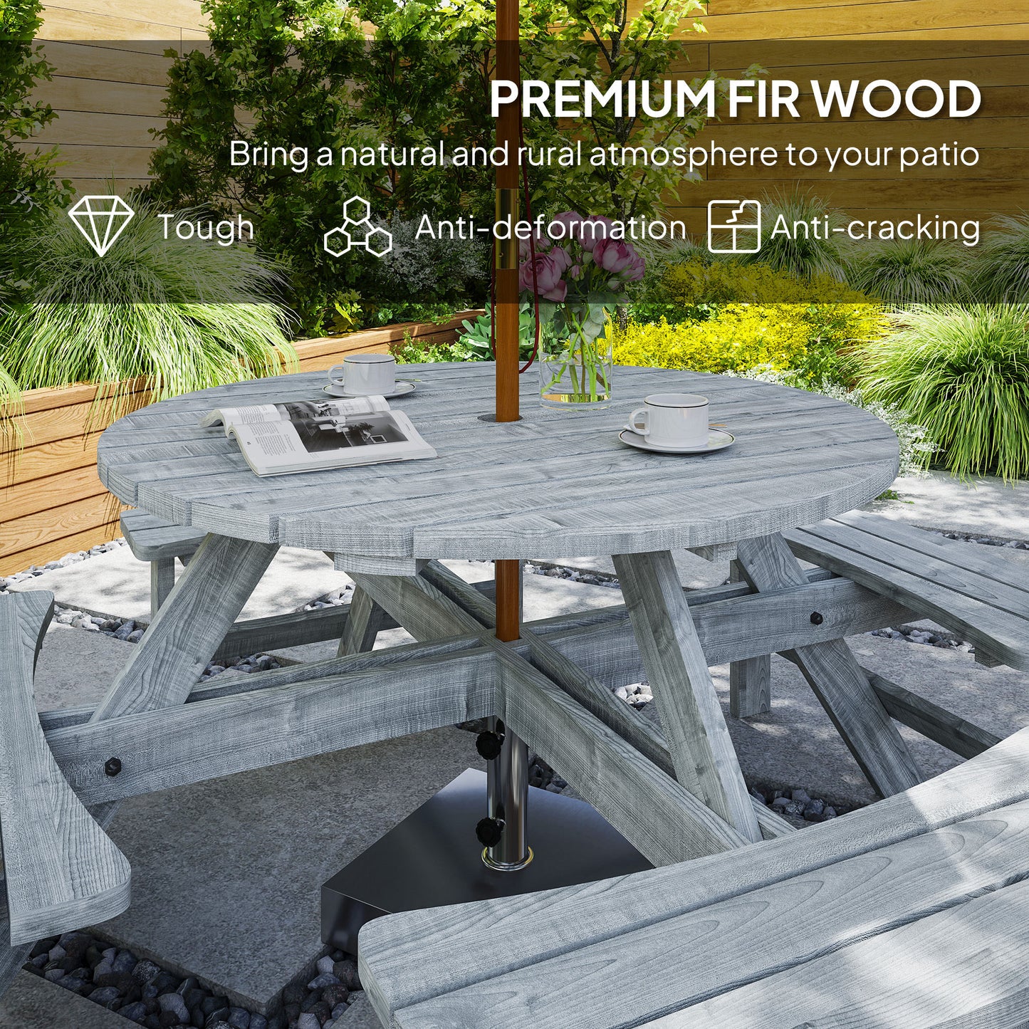 8-Seater Wooden Picnic Set