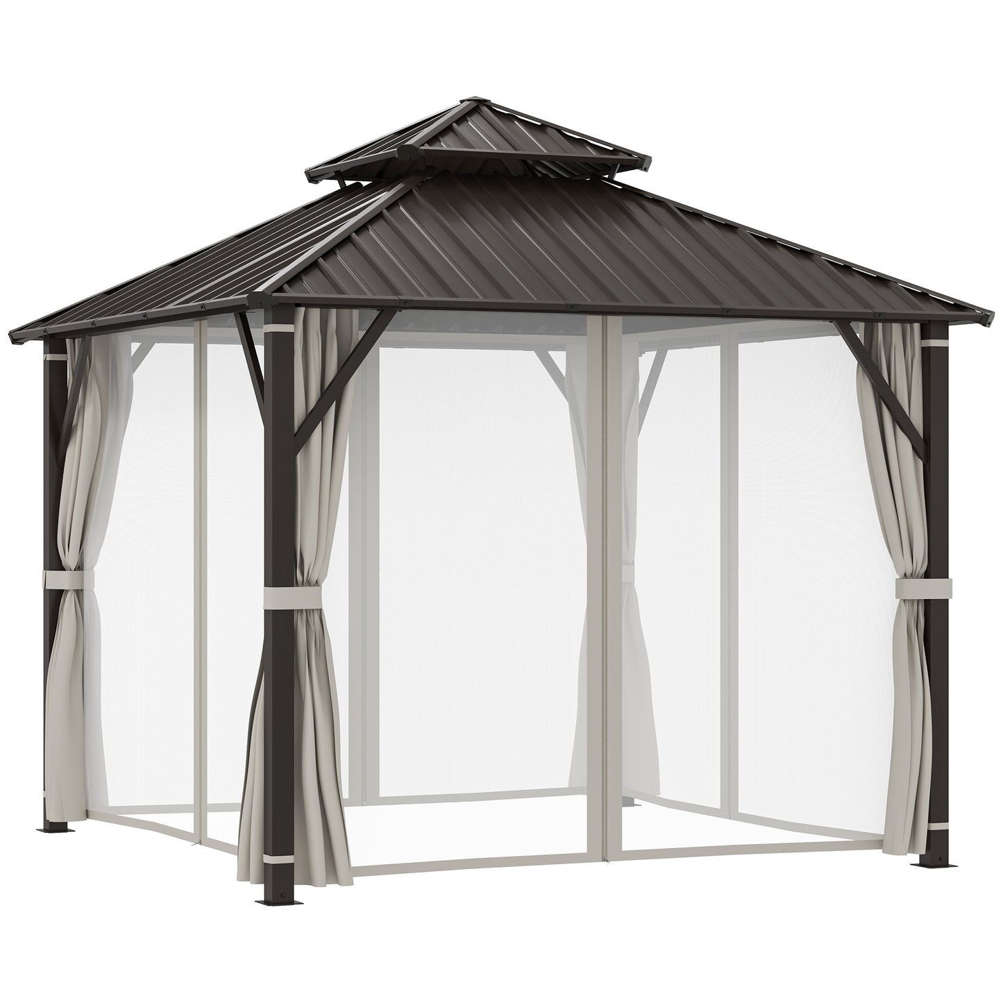 3 x 3(m) Hardtop Gazebo Canopy with Double Metal Roof
