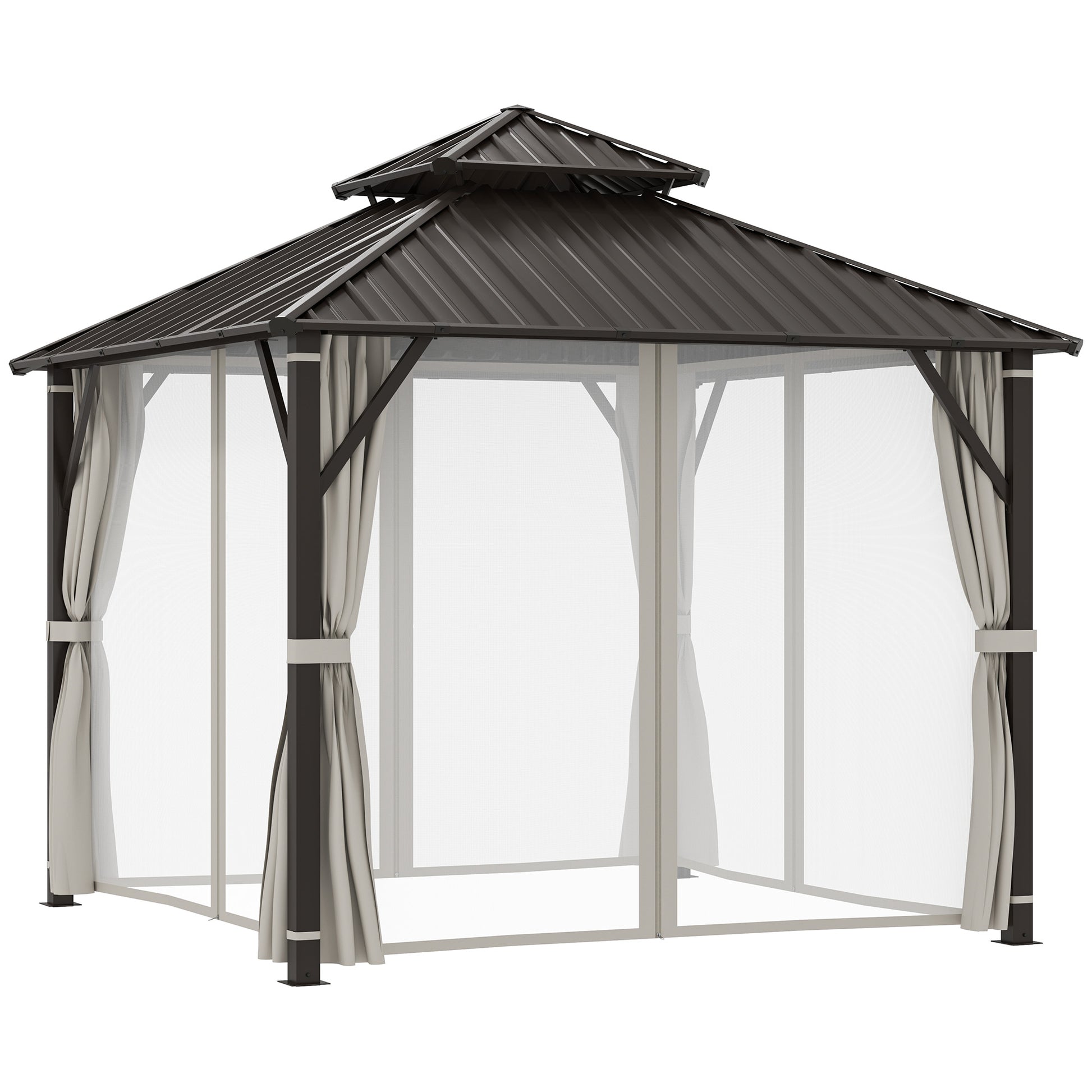 3 x 3(m) Hardtop Gazebo Canopy with Double Metal Roof
