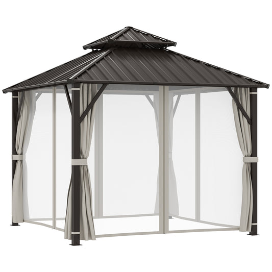 3 x 3(m) Hardtop Gazebo Canopy with Double Metal Roof