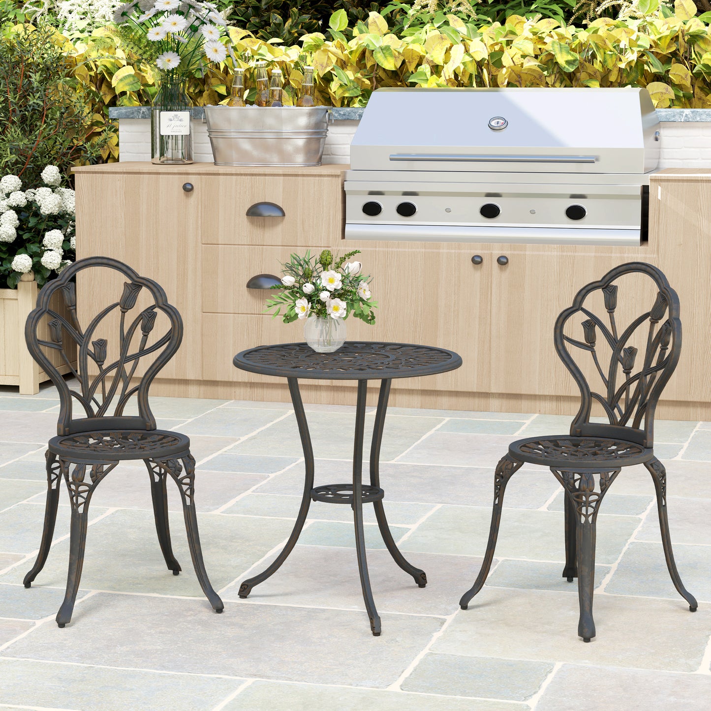3 Piece Patio Bistro Set for 2
