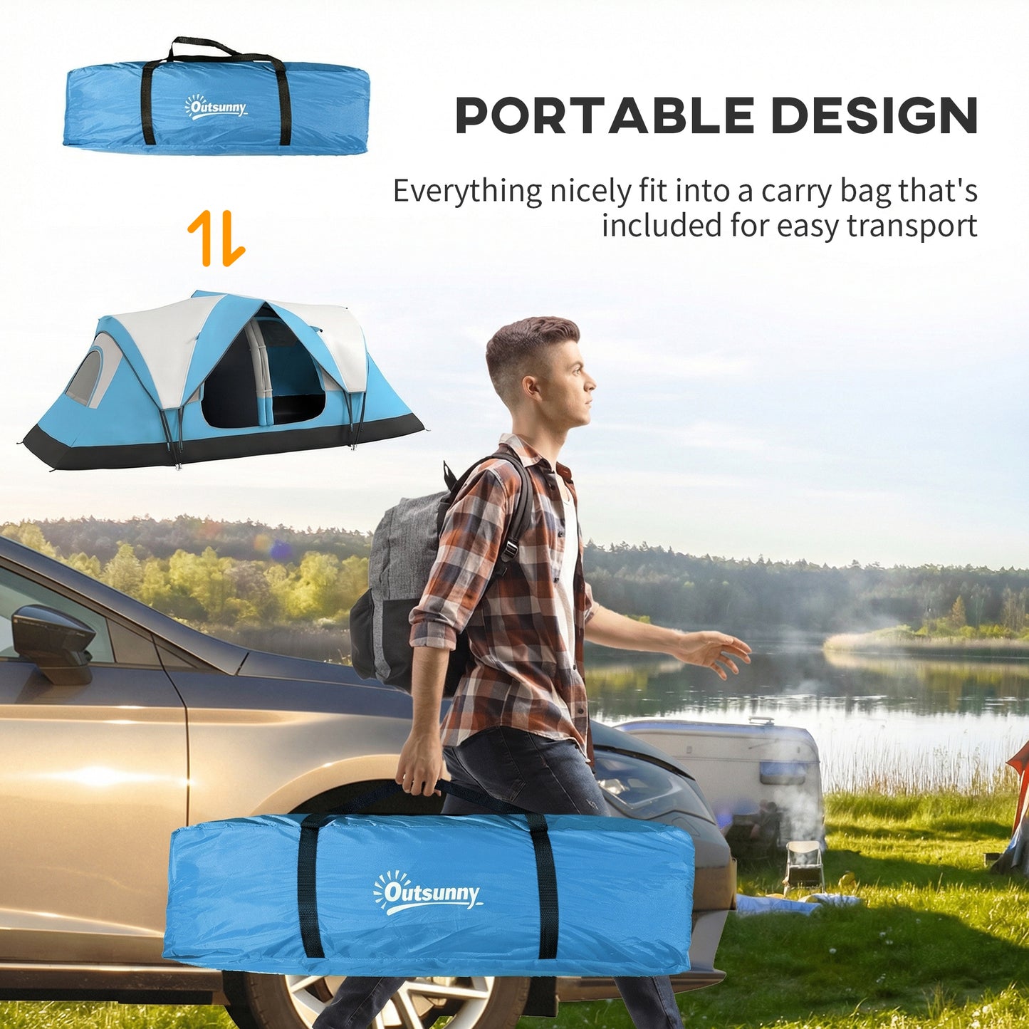 Camping Tent for 6-8 Man with 2000mm Waterproof Rainfly