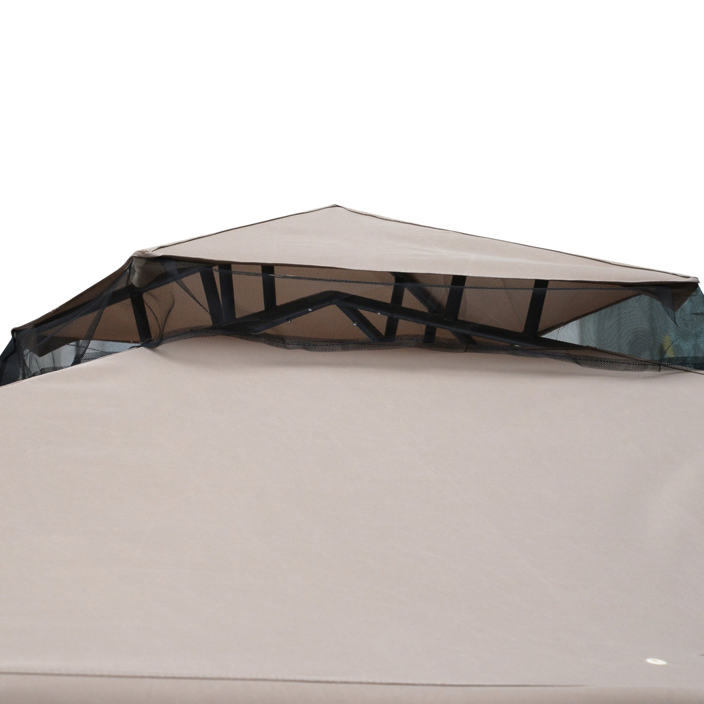 Outdoor Gazebo, 2-tier Roof with Netting, 295L x 295W x 263Hcm-Taupe