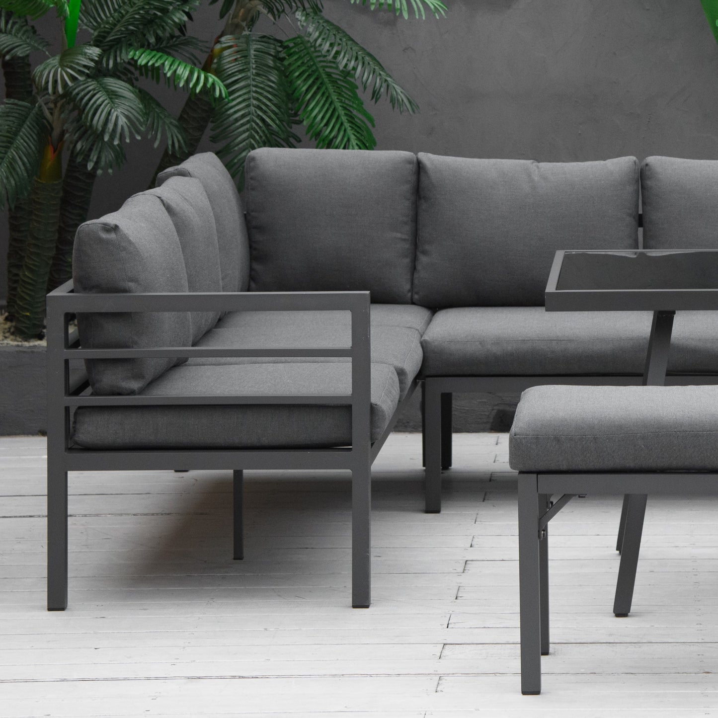 4 Piece L-shaped Garden Furniture Set 8-Seater Aluminium Outdoor