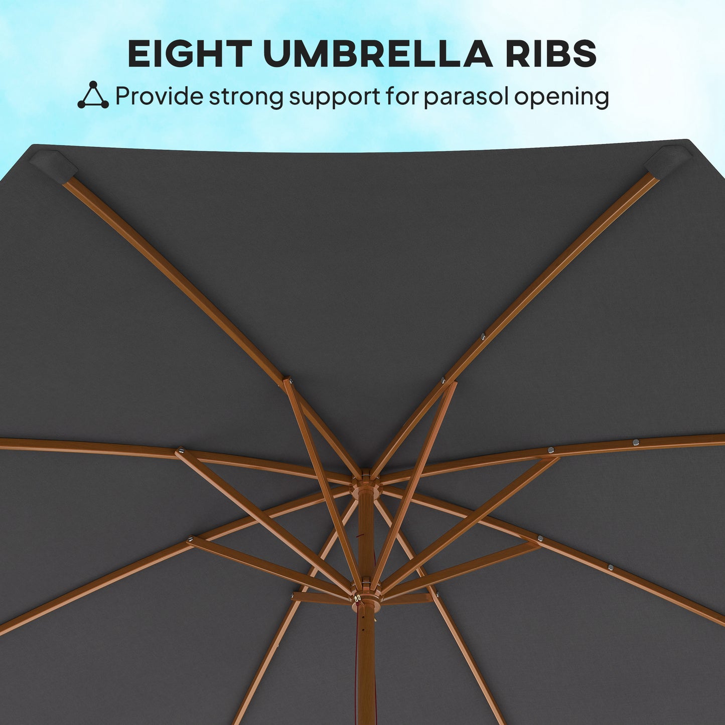 3m Wood Pole Parasol Umbrella