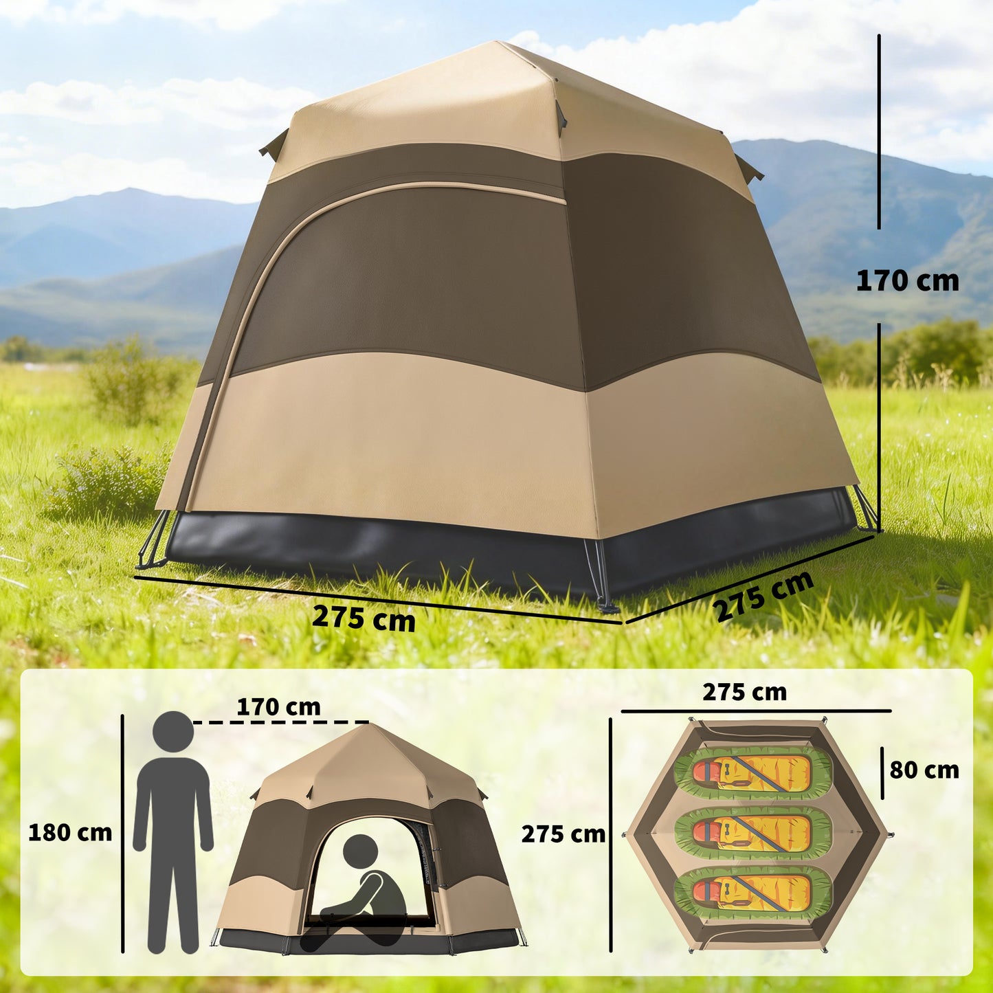 Double Layer Instant Pop Up Tent with Rainfly